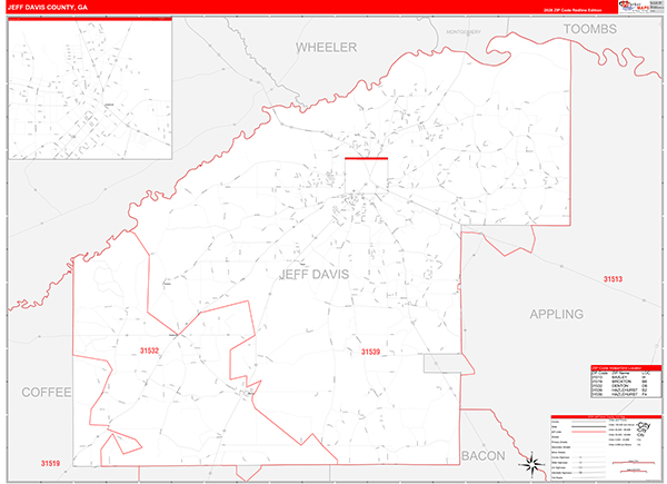 Jeff Davis County, GA Zip Code Wall Map